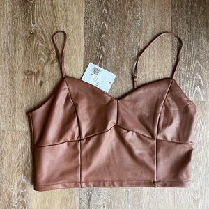 Forever 21 Brown Faux Leather Bustier Top